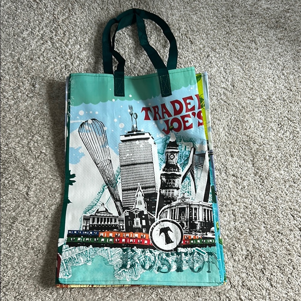 Trader Joe's Boston Graphic Reusable Tote Bag - Boston